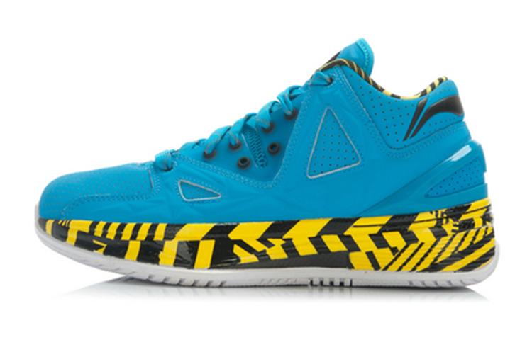 Li Ning WOW 2 Амортизирующие Дышащие Износостойкие Средние Баскетбольные Кроссовки Мужские Черные Желтые Синие ABAJ003-13 46
