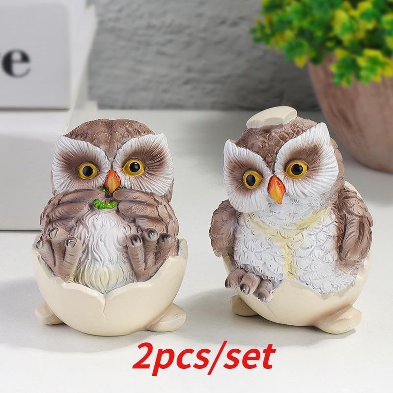 3D Birds Figurine Desktop TV Stand Cabinet Creative Design Animals Statuary Decoration Family Of Four Owl Statue Home Decorative