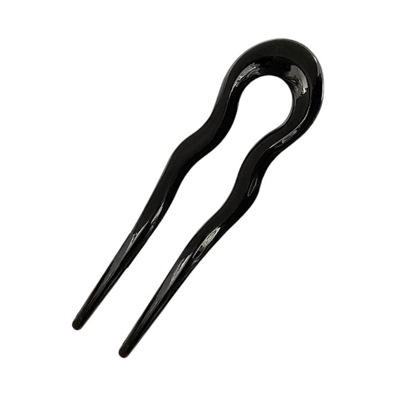 Wavy U Shaped Hair Stick for Stylish Hairstyles Elegant 2 Prong Updo Pin for Women Girls Handmade Headwear Accessories
