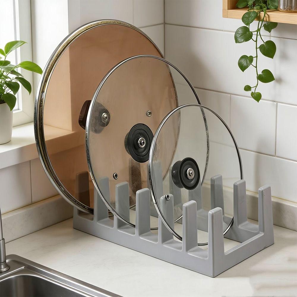 6-Tier Pot Lid Holder Draining Spoon Holder Multi-Purpose Cutting Board Rack Study Room