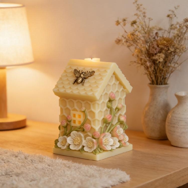 Honeycomb House Shape Silicone Mould Holiday Candle Silicone Molds For Handmade Candle Soap Chocolate Candy Cake Baking
