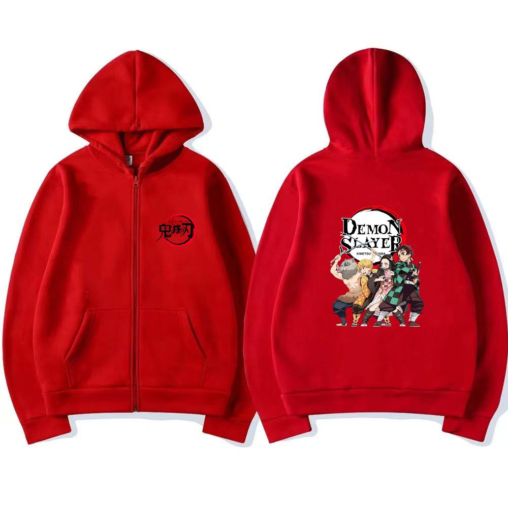 2025 Children's Zipper Style Tops Demon Slayer Boy Girls Hoodie Suitable Kids Sweatshirt Fashion Anime Cosplay Clothing