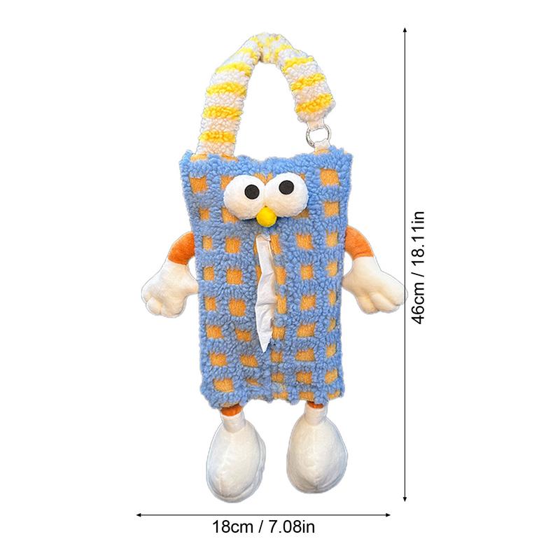 Auto Back Seat Tissue Holder Car Plush Cartoon Animal Paper Pouch Funny Cute Tissue Storage Car Supplies for Home Offices
