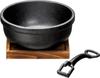 Industry Ishigaki Cast Iron Black 18cm Bibimbap Pot with Base Plate and Handle, Gas/IH Compatible, 1 Person, 3977 (Dimensions: 18cm W X 18cm