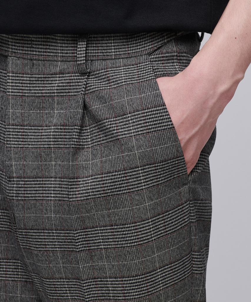 MUSINSA STANDARD Glen Check Wide Hidden Banding Slacks [Brown]