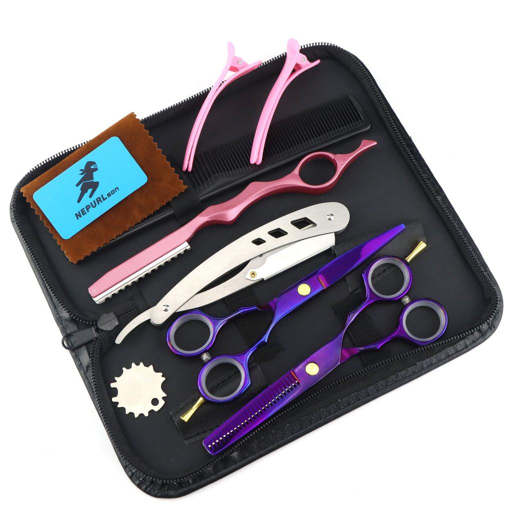 5.5 Inch Symmetrical Handle Hair Scissors, Set, Hair Scissors, Flat Scissors, Tooth Scissors, Thin Scissors, Set