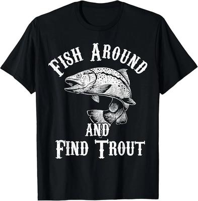 T-shirts pour hommes et femmes Q4 Poisson drôle autour Trouver truite Vintage Pêcheur T-shirt