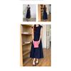 Patchwork Solid Color Long Skirt Sleeveless Commuter Crew Neck Dress