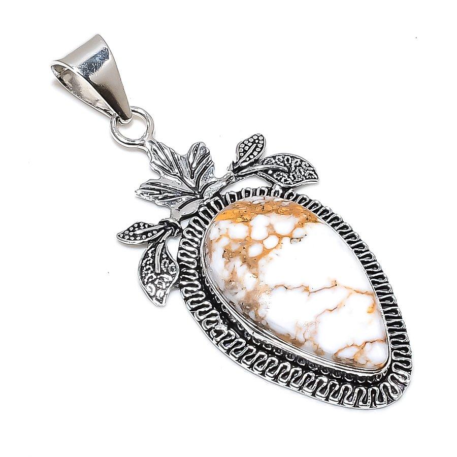 Wild Horse Gemstone Handmade 925 Sterling Silver Jewelry Pendant 2.64" SU-9871