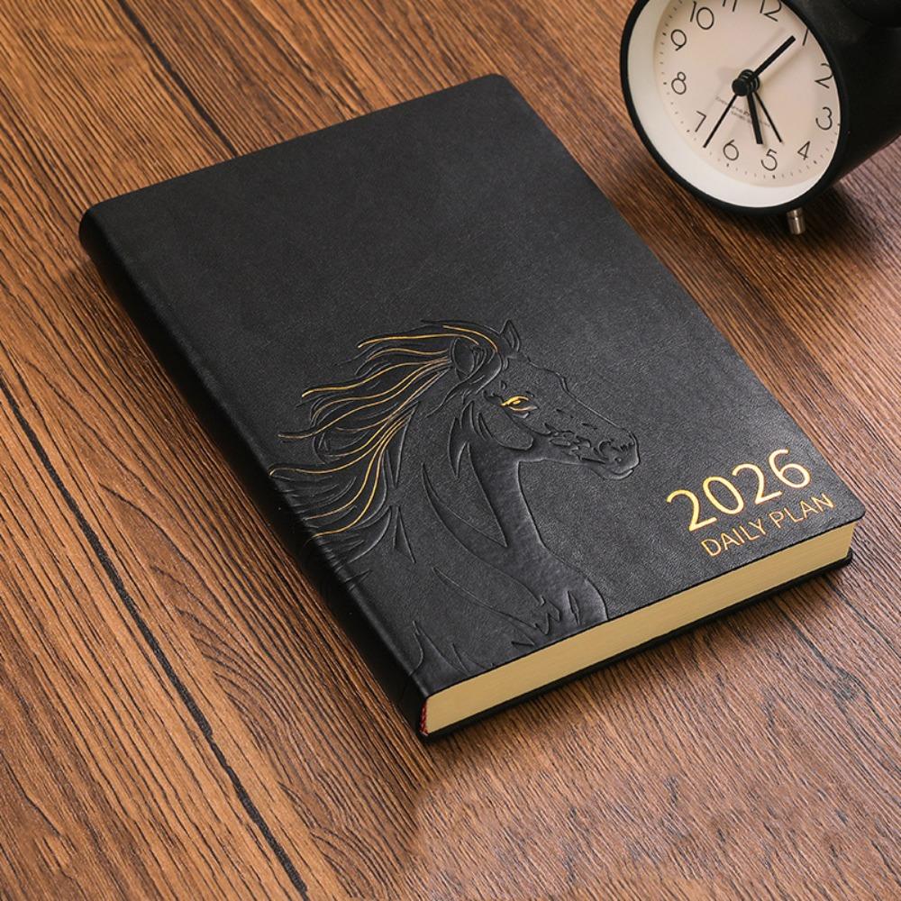 Wear-resistant 2026 Schedule Planner Notepad Pu Leather Office Work Planner  Stationery