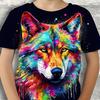 Summer Round Neck 3D Printed Wolf Pattern Top Fashionable Casual Cool Short Sleeved Children's Boy T-shirts