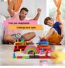 Colorful Wooden Rainbow Arch Bridge & People Stacking Blocks for Children's Early Education