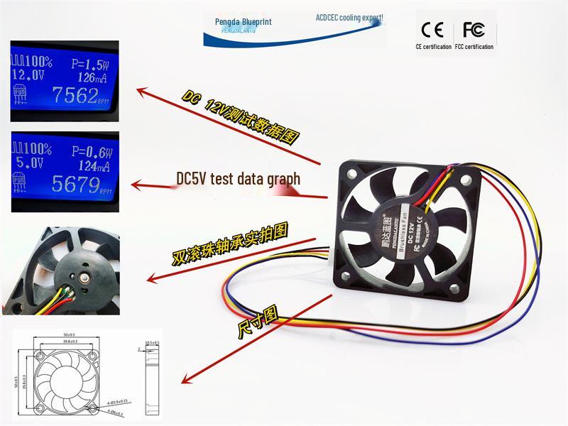

Pengda Lantu 5010 5CM Dual Ball Bearing PWM Temp-Controlled DC Cooling Fan for Graphics Card (24V/5V/12V) Special Order Custom