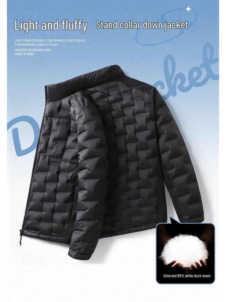 Leichte Daunenjacke für Damen und Herren mit Stehkragen für den Winter - Weiße Entendaune, Modischer Lässiger Warmer Mantel