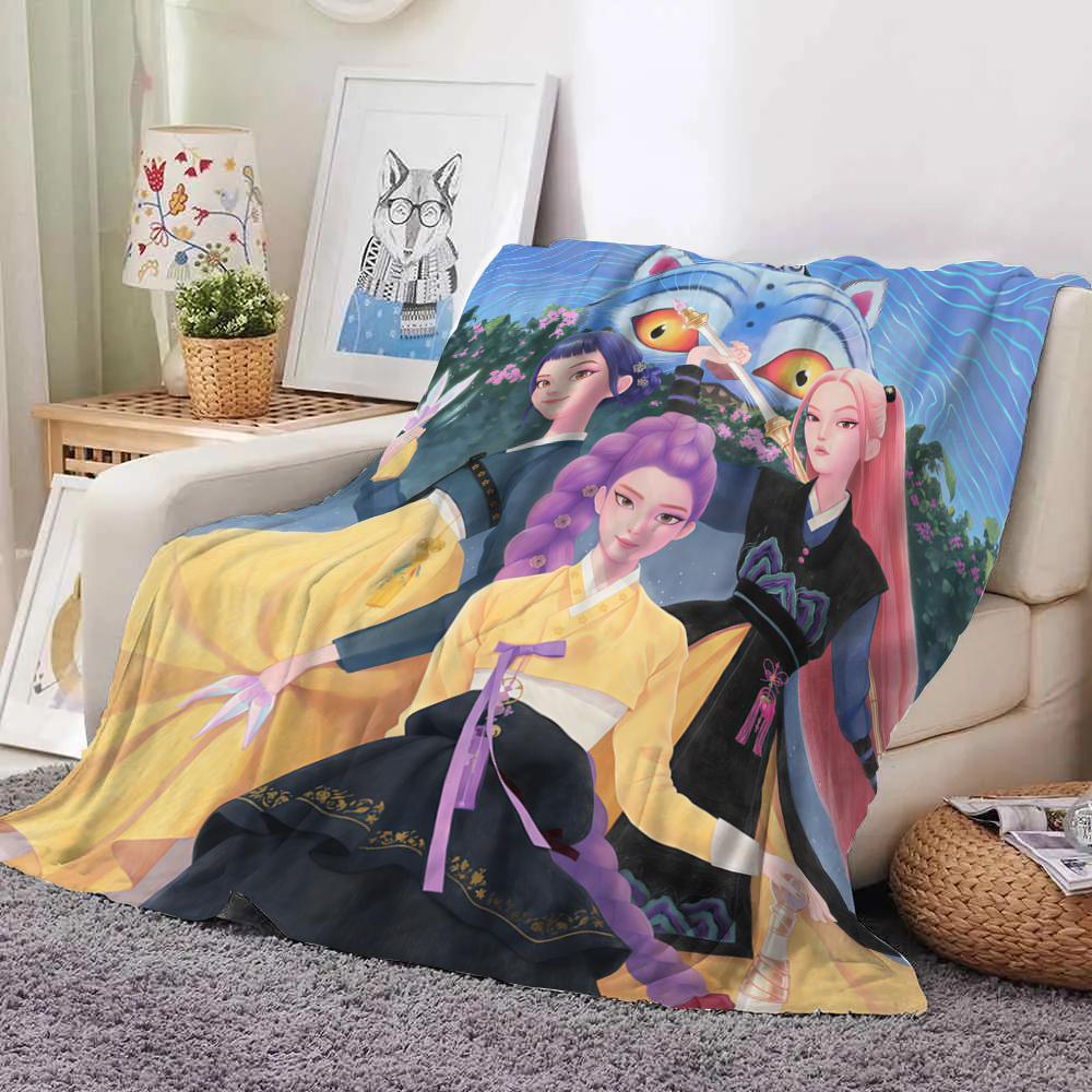 KPop Demon Hunters Anime girl on the blanket: colorful image, dreamy pattern, warm and warm