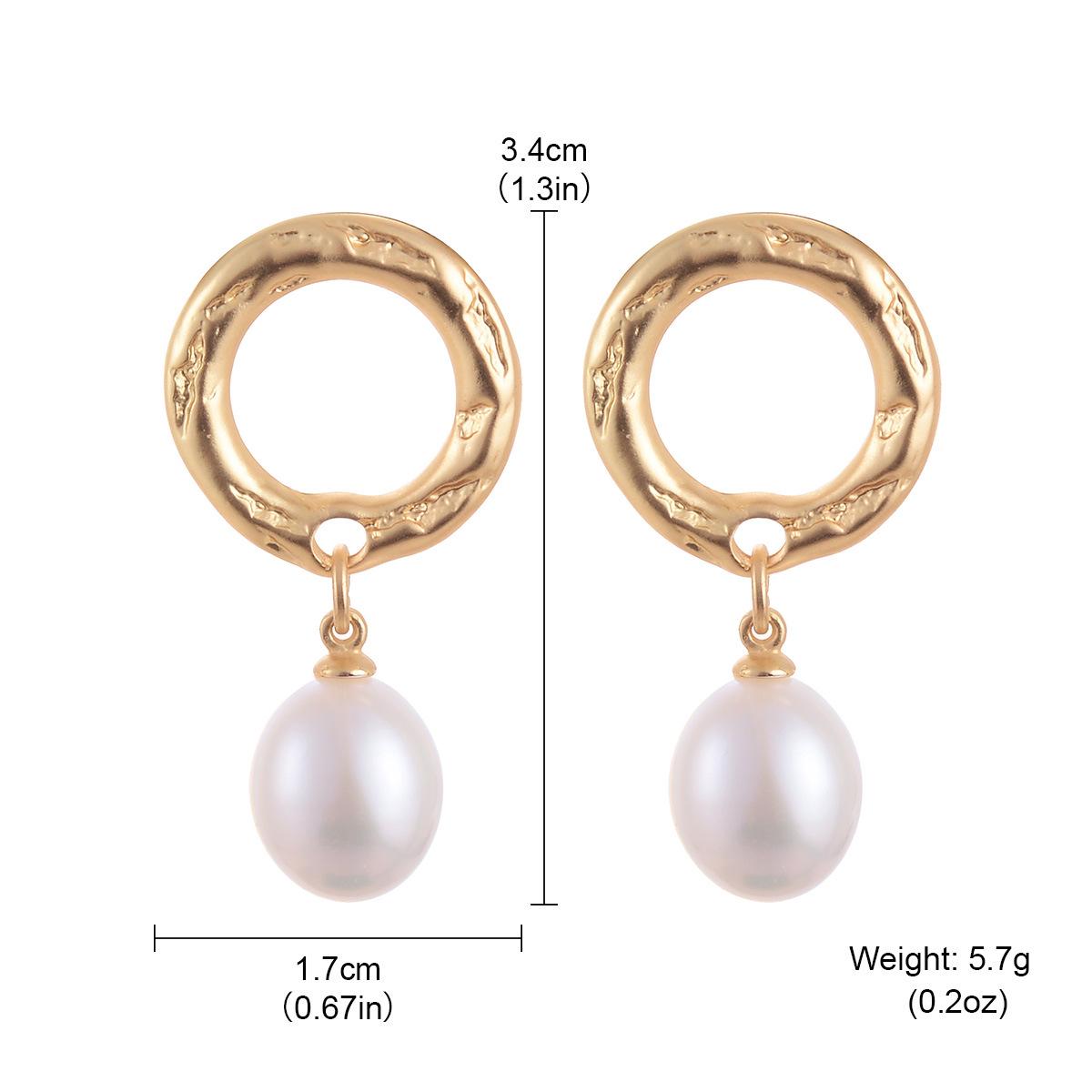 

Серьги-пусеты из золота S925 геометрической формы круга с натуральным жемчугом и плиссированной текстурой для женщин