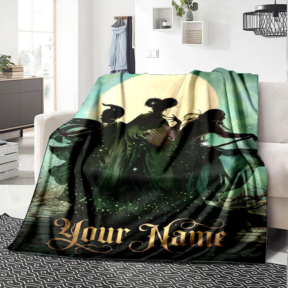 Name Custom Hocus Witch Print Flannel Blanket High Quality Warm Comfortable Cover for All Seasons Perfect for Gifts Home Decor