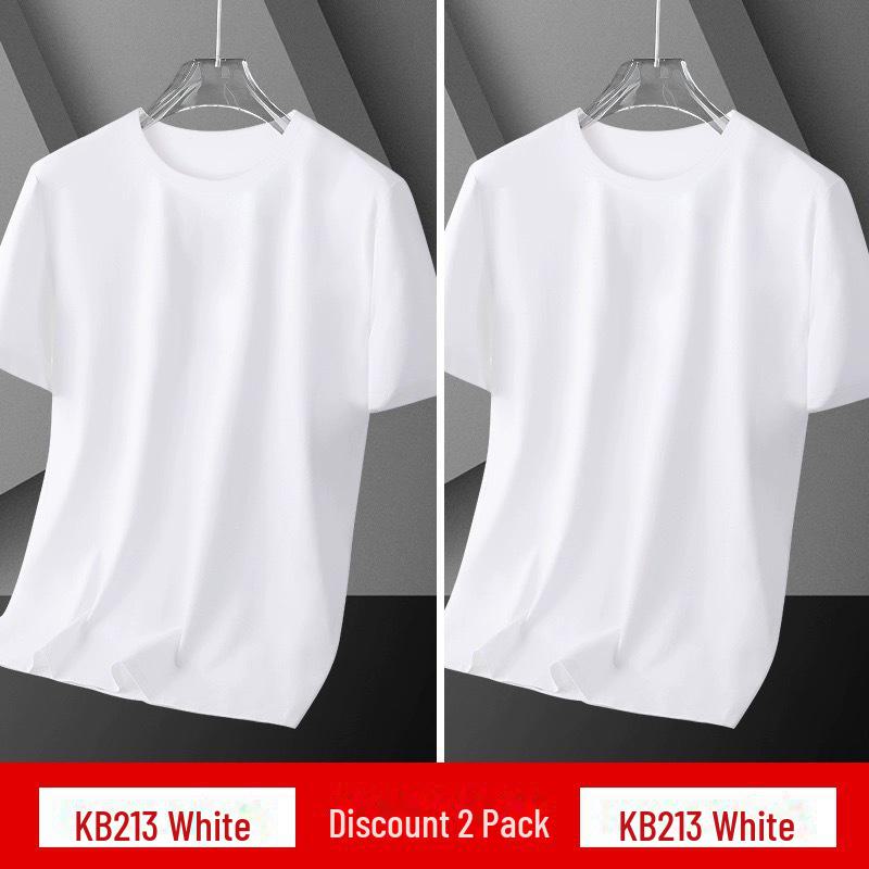 Men's Loose Fit Ice Silk Solid Color Short-Sleeve T-Shirt - Simple & Versatile Summer Style