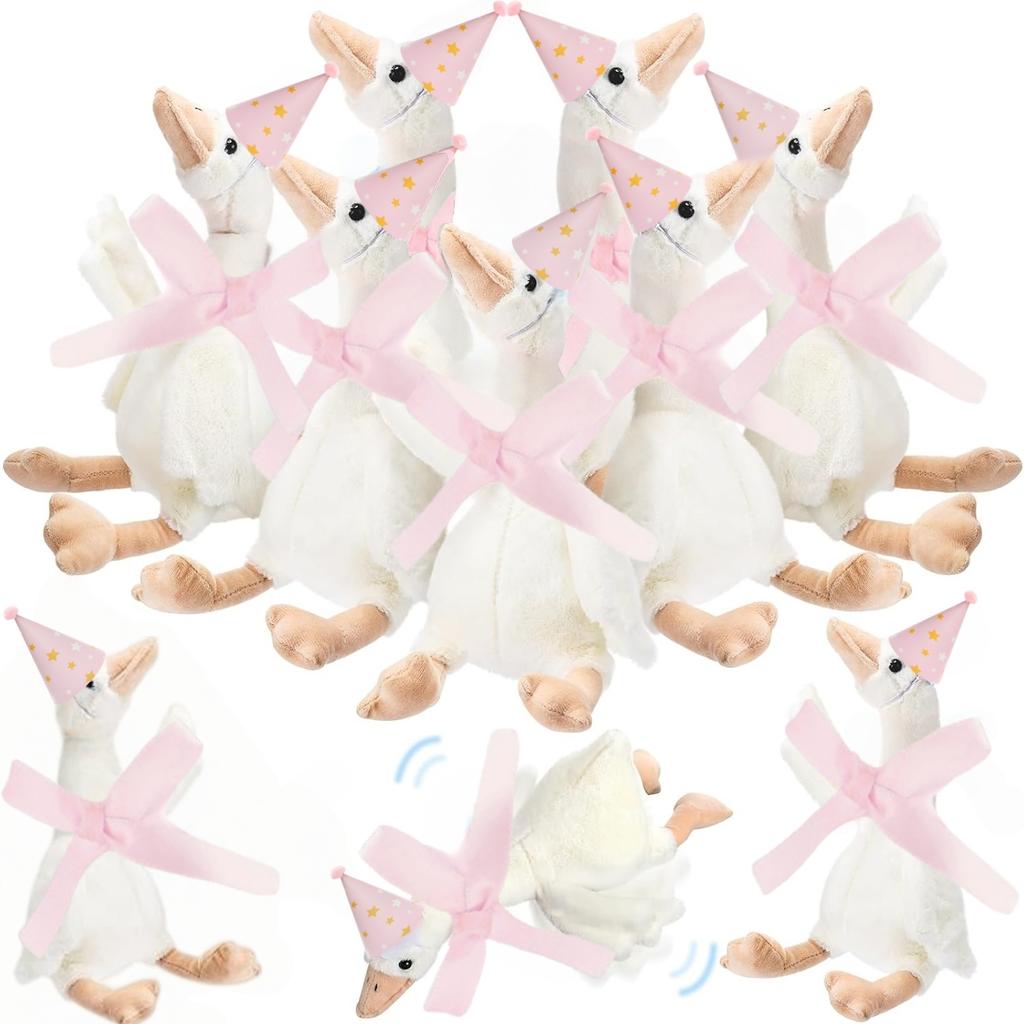 6/12/24Pcs One Silly Goose Adopt a Goose Party Favor 11.8 Inch Plush Goose With Mini Hat Ribbon Baby Shower Birthday Party Gift