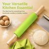 Solid Wood Handle Dough Roller Silicone Baking Rolling Pin Rolling Pin  Dough Pancake Pastry Cookie