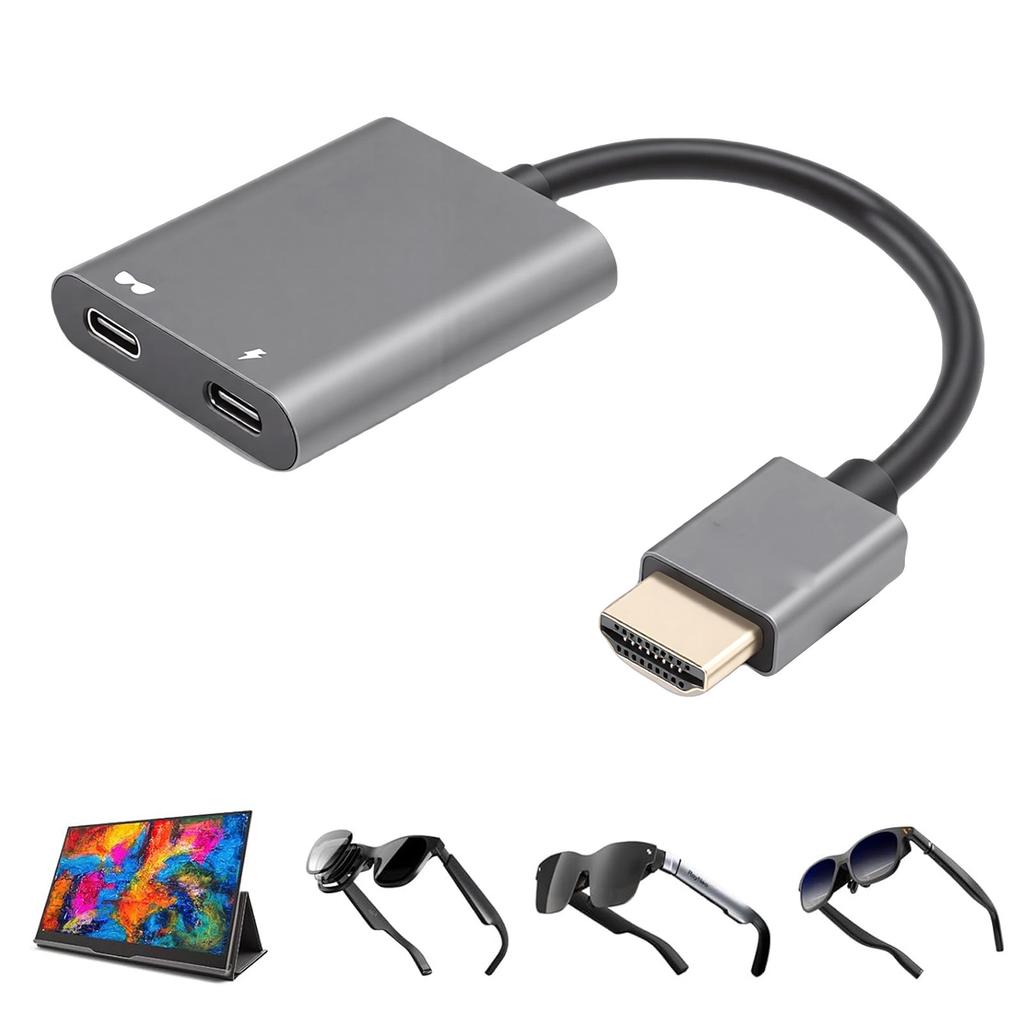 HD Multimedia Interface To USB C Adapter Fit for RayNeo XR Glasses 4K 60Hz PD 100W AR Glasses Adapter for Laptop Phone Plug and Play