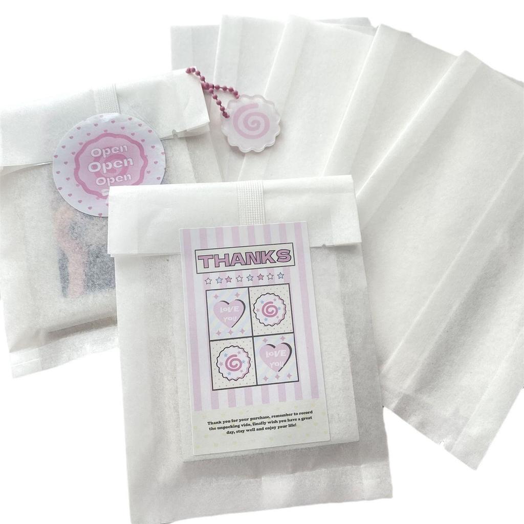 Vysoce kvalitní bílý bavlněný papírový sáček s matným průsvitným obalem na fotokarty idolů - Samolepicí a přenosný