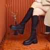 2025 Women's Chunky Heel Platform Knee-High & Over-the-Knee Round Toe Boots with Back Zipper
