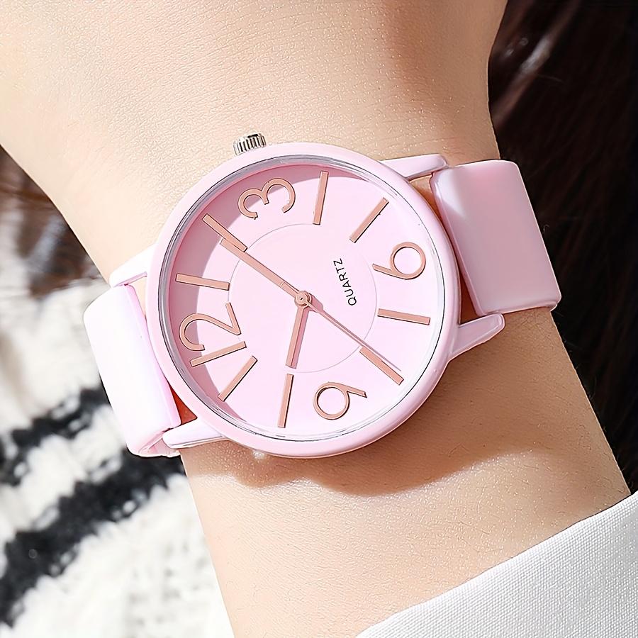 Arabic Dial Women's Quartz Watch Minimalist Silicone Strap Casual Wristwatch for Girls Students Reloj