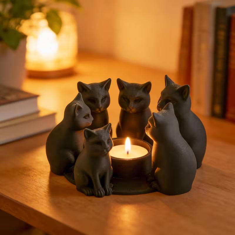 Držák na svíčku s kočkou na Valentýna: Perfektní dekorace stolu pro vytvoření teplé atmosféry (Svíčky nejsou součástí dodávky)