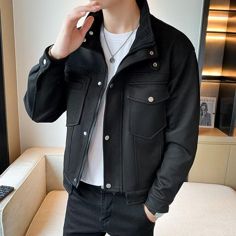 Men's Slim Casual Stand Collar Jacket - Trendy Workwear for Autumn/Winter 2023