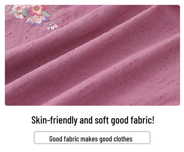 Grandma's Fashionable Cotton Linen Tang Suit Mid-Sleeve T-shirt for Elderly Women