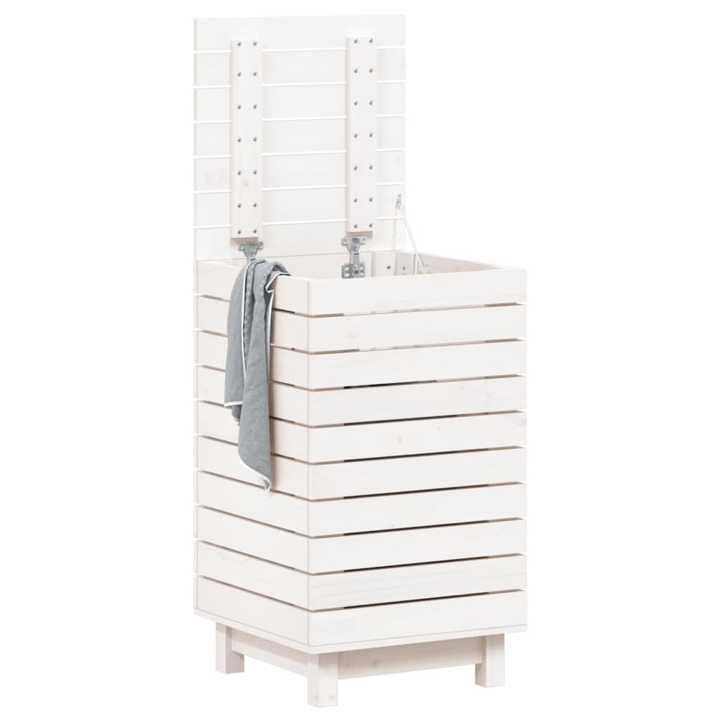 Vidaxl Laundry Basket, White, 44X44X76 Cm, Solid Pine Wood