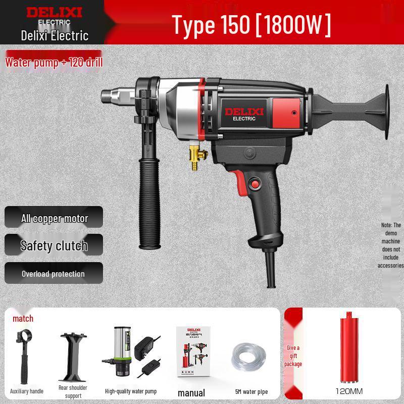 DELIXI Handheld High-Power Core Drill for Air Conditioner and Range Hood Wall Openings, Lightweight Modified Drill.