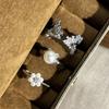 Sweet kitten pearl flower fashion open ring female Korean simple niche design sense exquisite fashion ring