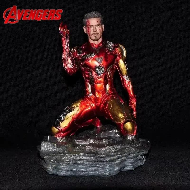The Avengers Endgame Anime Figure Iron Man Mk85 Snap Your Model Dolls Gk Kneeling Statue Collection Decoration Birthday Toys Gif