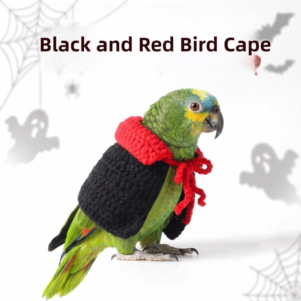 Knitting Parrot Red Collar Cloak Breathable Pet Bird Costume Halloween Pet Bird Cloak Pet Party