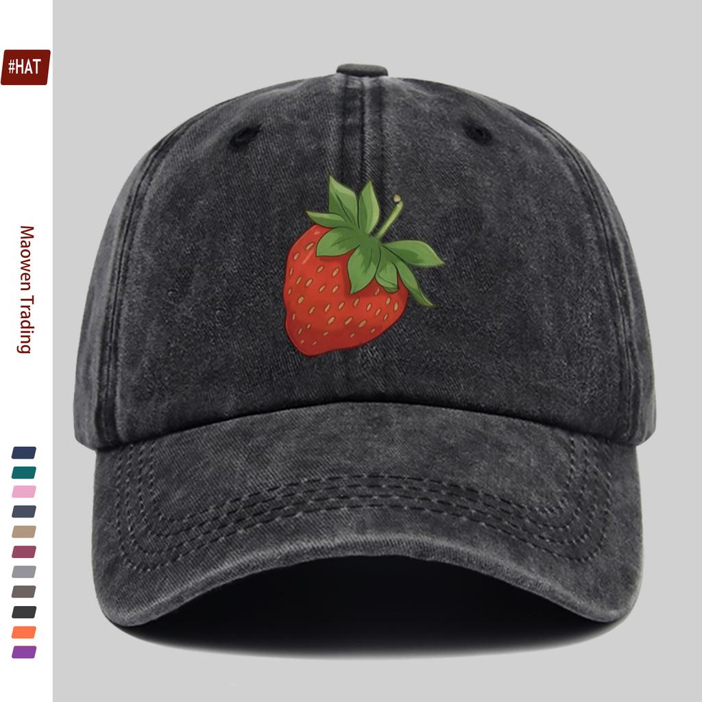 pc Fresh Strawberry Print Baseball Cap Home Leisure Design Decor Hat Comfortable Lightweight Sun Hat with Adjustable Strap F