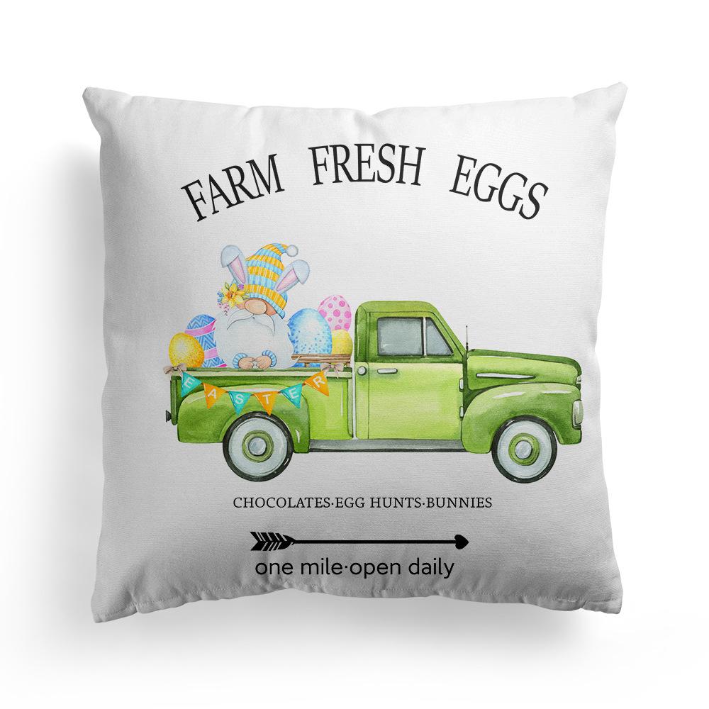 New Spring Easter Pillow Case Bunny Flowers Wreath Peach Skin Fleece Print Pillow Clothes Cover