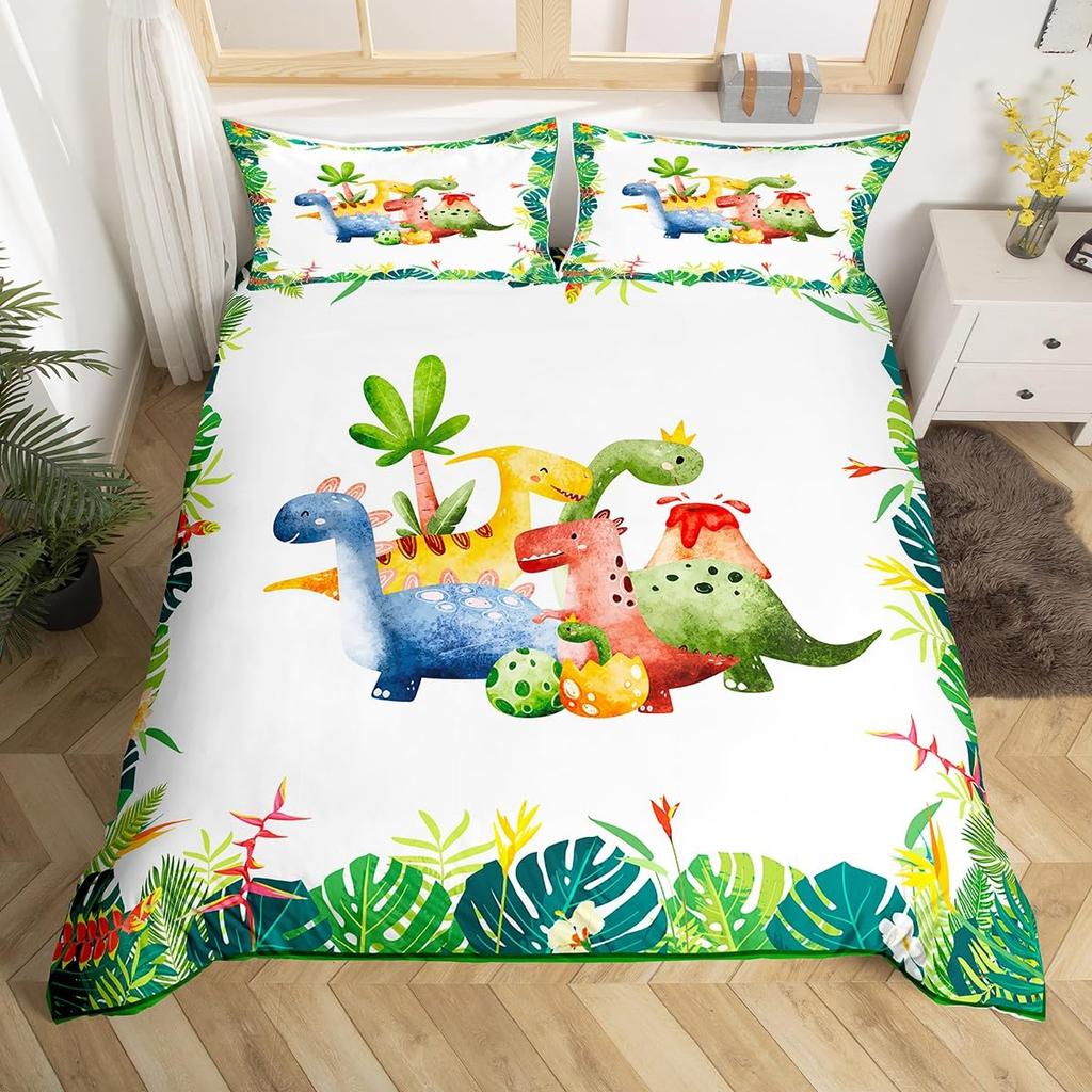 Comforter Dinosaur Boys Girls Cute Cartoon Wild Dino Bedding Set For Kids Jungle Animals Comforter Kawaii