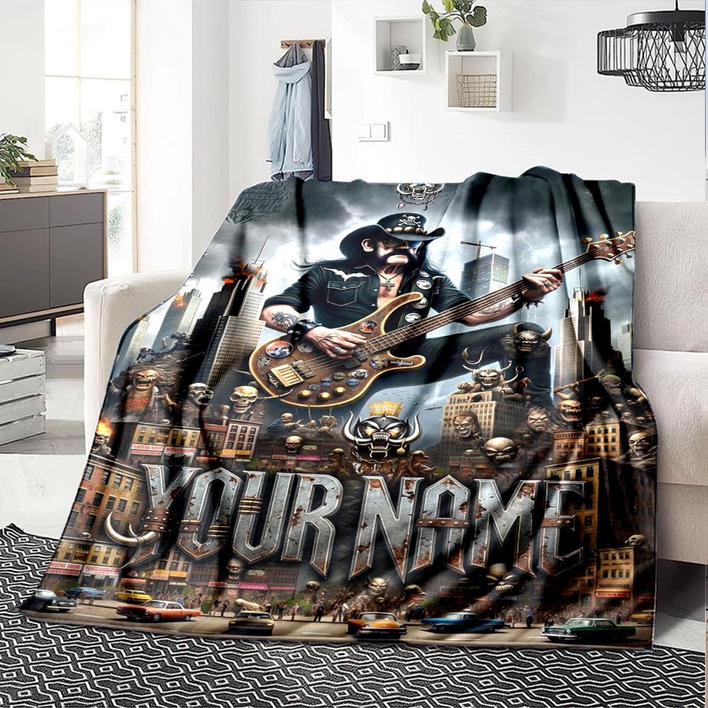 Name Custom Motörhead Print Flannel Blanket High Quality Warm Comfortable Cover for All Seasons Perfect for Gifts Home Decor