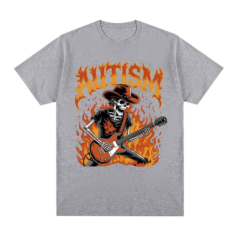

Autism Funny Skeleton Meme Tshirts Men Women Clothing Vintage Summer Short Sleeves Tshirt 100 Cotton Casual Oversized T Shirt S