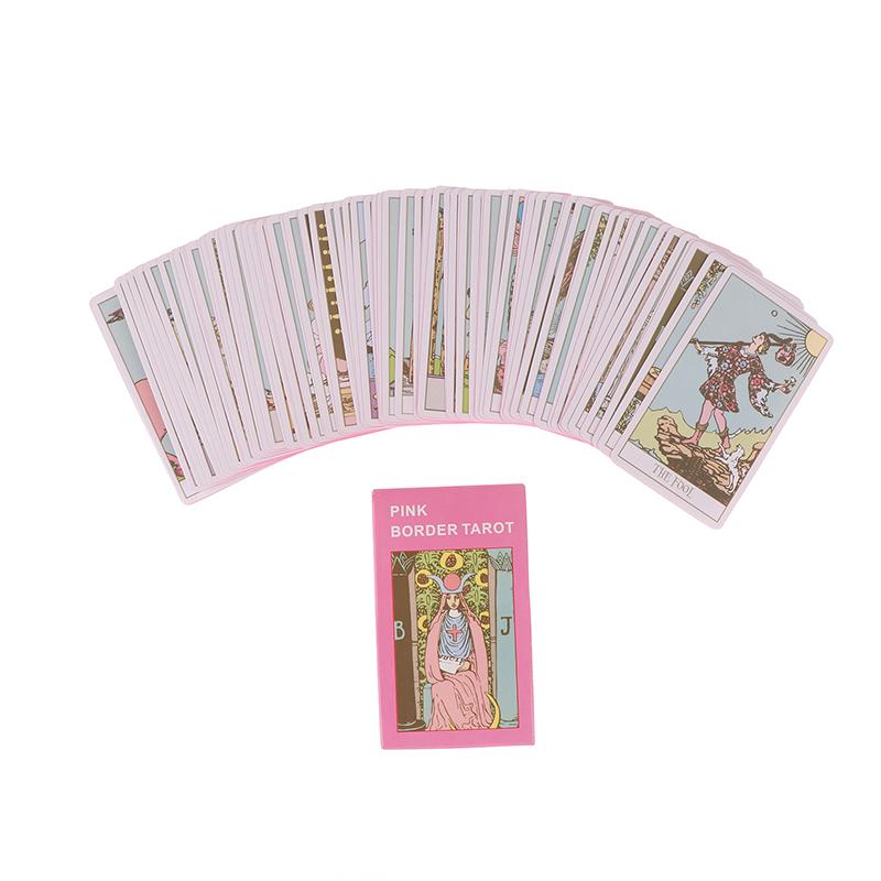 Pink Border Tarot Card Deck With Guidebook 78Pcs English Version Family Gathering Divination Deck Board Game Cards Desktop Toy