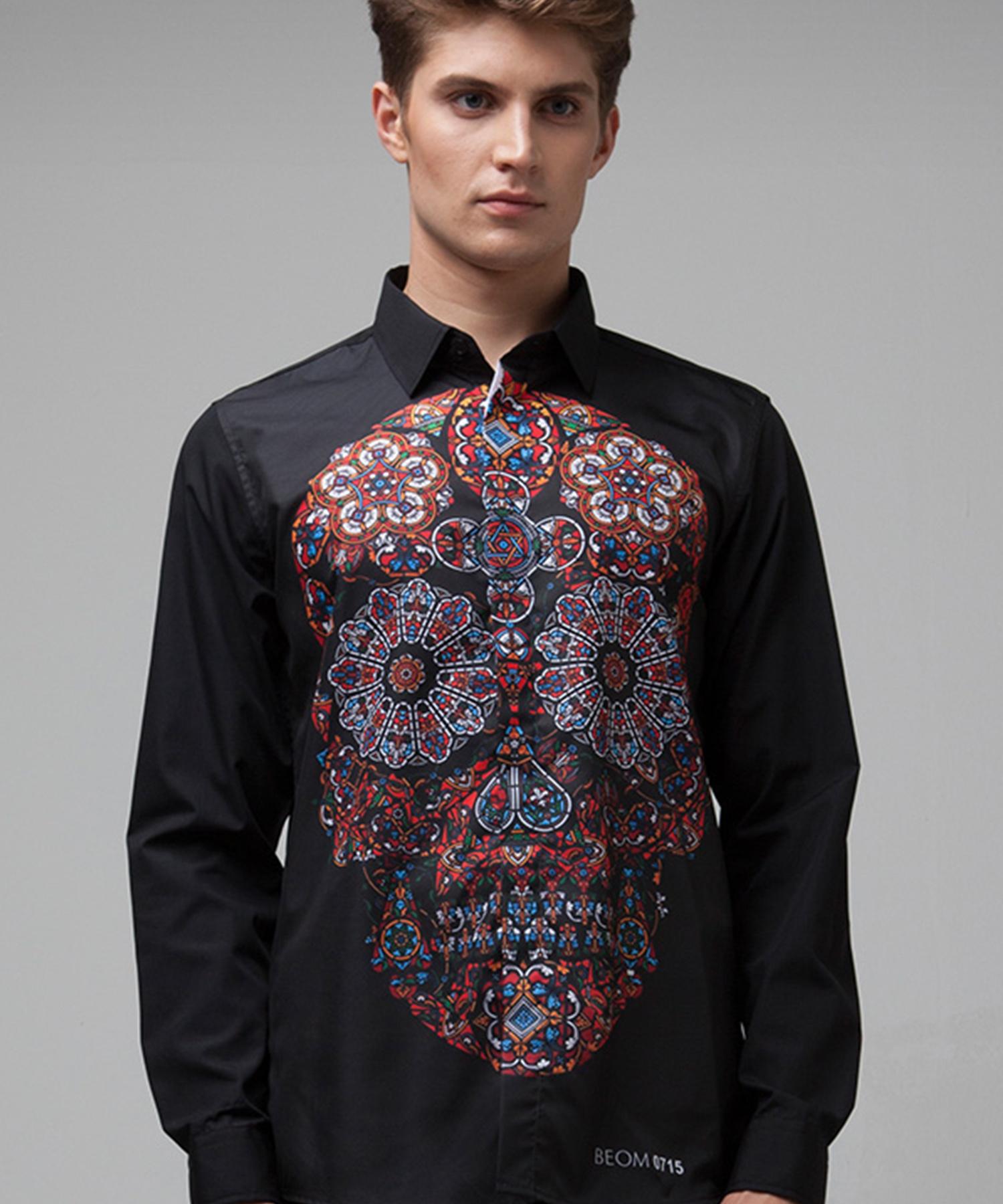 Beom Stained Glass Skull Shirt Black/L