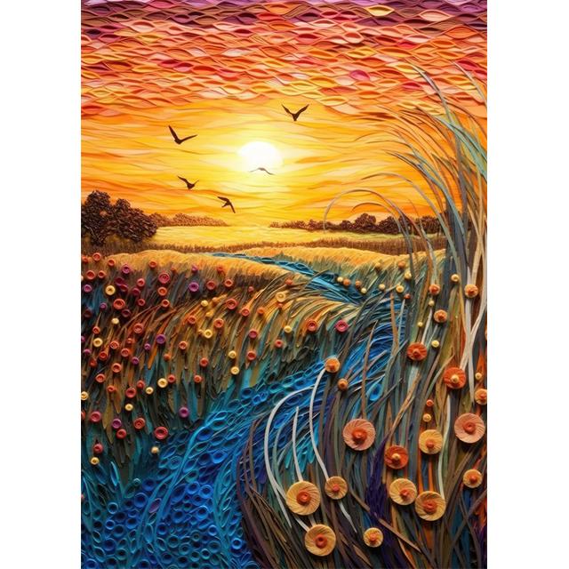 Paper Quilling Visual Effects Landscape Prints Poster Canvas Painting Modern Wall Art Picture For Living Room Bedroom Home Decor