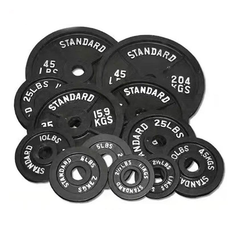 Matte Cast Iron Olympic Barbell Plate: Strength Training, Large Hole, Four-Rib Design