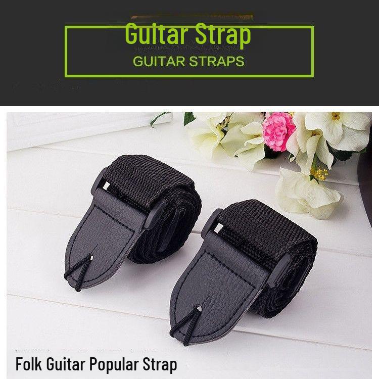 Universal Black Wooden Guitar Strap for Electric Bass - Classic Unisex Crossbody Design