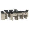 Garden Dining Set with Cushions 9 pcs Light Grey Poly Rattan