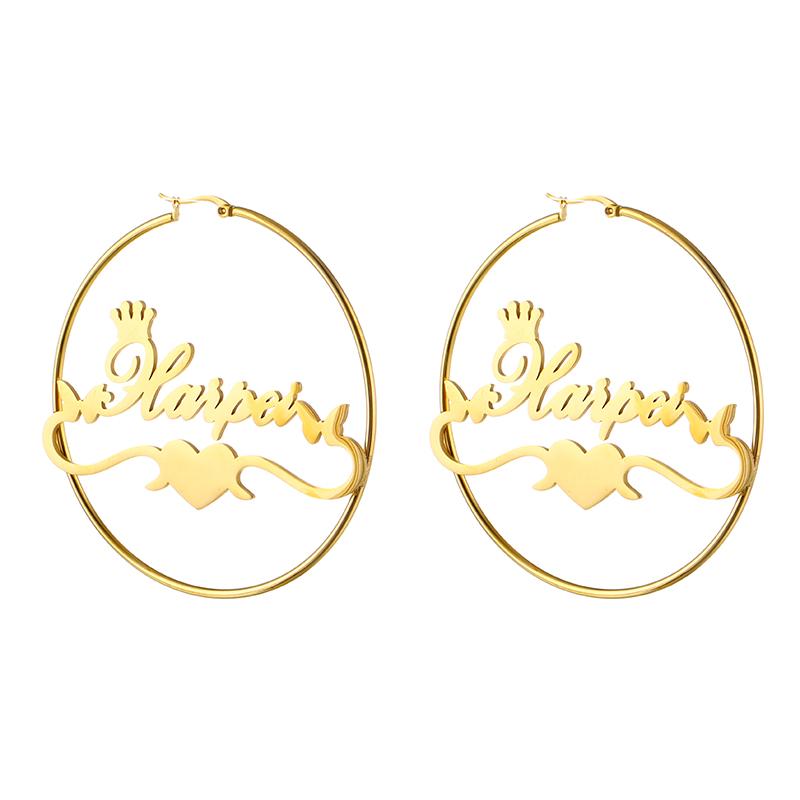 Custom Name Earrings Stainless Steel Personalized Hoop Earrings Fashionable and Exquisite Daily Party Wear Women's Jewelry