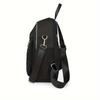 Embroidered Shoulder Bag For Women, Versatile Large Capacity Waterproof Travel Backpack, Casual Vertical Zipper Trendy Lightweight Backpack