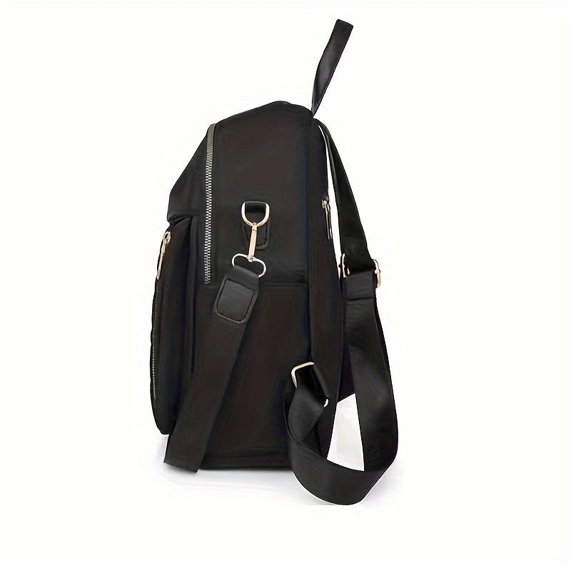 Embroidered Shoulder Bag For Women, Versatile Large Capacity Waterproof Travel Backpack, Casual Vertical Zipper Trendy Lightweight Backpack